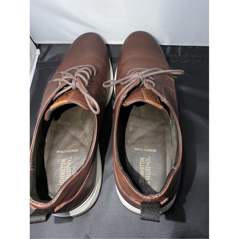 Johnston & Murphy Men's 10.5 M Brown Leather Lace Up Casual Dress Shoes - Picture 8 of 11